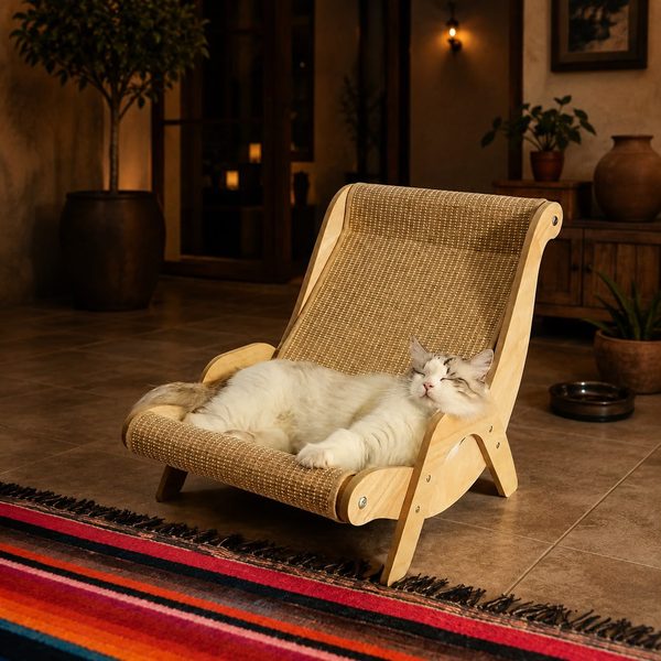 Silla rascador de TASSBO con un gato dormido